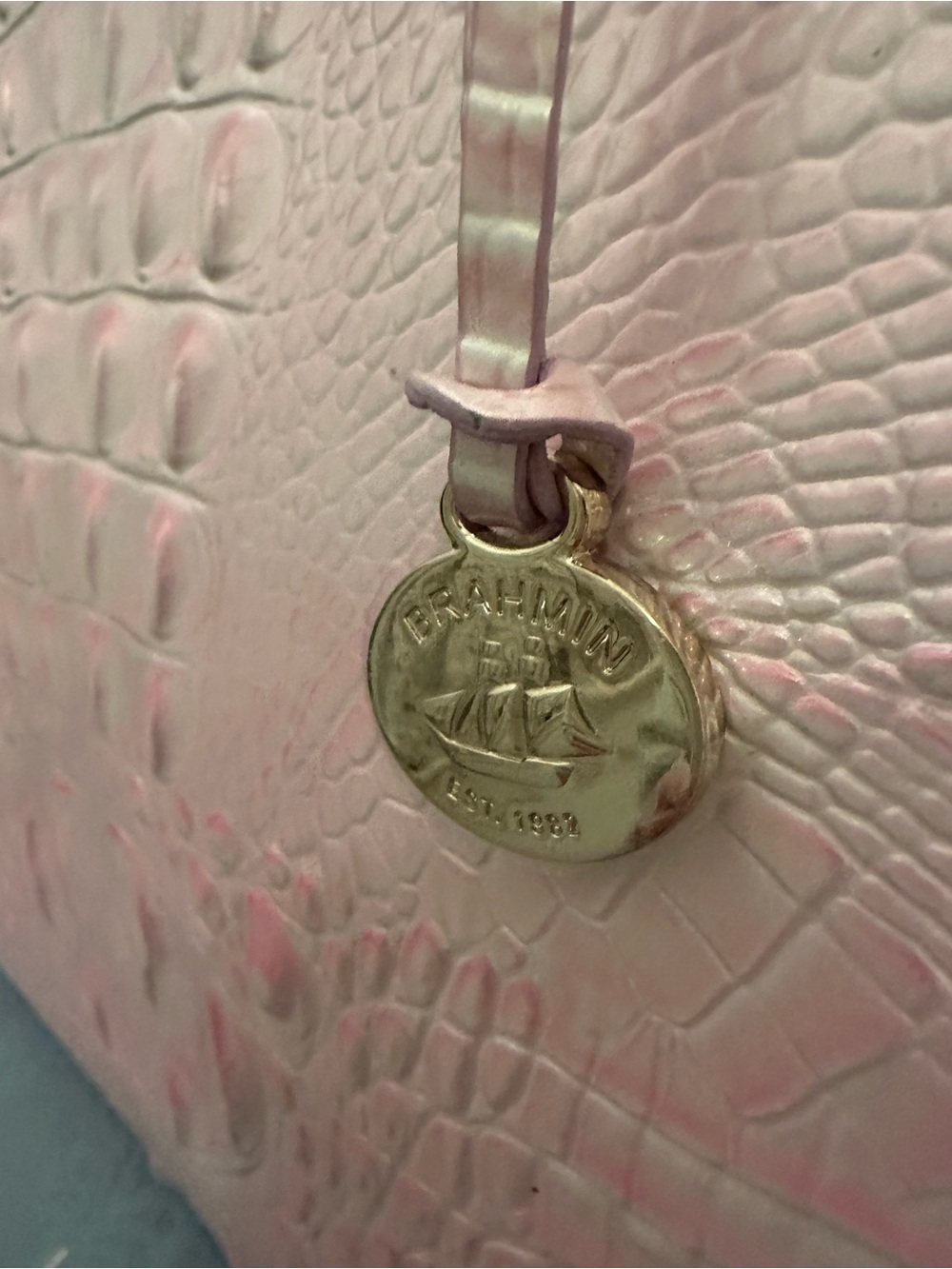 Sale ! Brahmin Rosewater Large Caroline Croc-Embossed Satchel NWOT - Picture 4 of 12